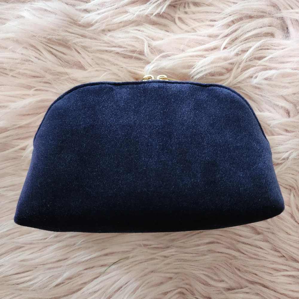 Christian Dior Beauty blue velvet zip makeup cosmetic bag